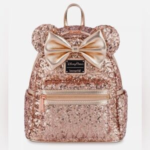 New with Tags Disney Parks Minnie Mouse Sequin Loungefly Mini Backpack
